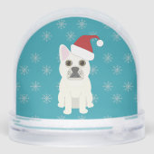 Santa Frenchie, Snowflakes Blue Sneeuwbol (Achterkant)