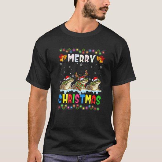 Santa Frog Animals Merry Christmas Pajama T-shirt (Voorkant)