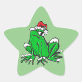 Santa Frog Cartoon Merry X-Mas Sticker (Voorkant)