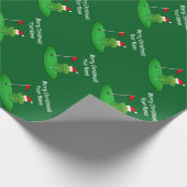 Santa frog cartoon on golf course funny Christmas Cadeaupapier (Hoek)