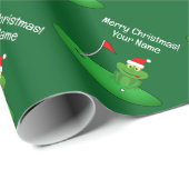 Santa frog cartoon on golf course funny Christmas Cadeaupapier (Rol Hoek)