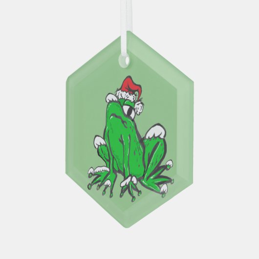 Santa Frog Glass Ornament (Voorkant links)