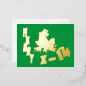 Santa Frog Green kerstgoudolie Briefkaart (Voorkant / Achterkant)