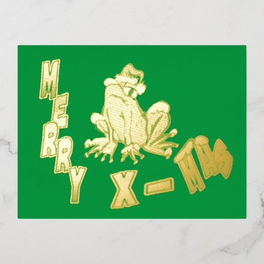 Santa Frog Green kerstgoudolie Briefkaart (Voorkant)