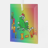 Santa Frog Merry-kerstglazen sierbloem Glas Ornament (Voorkant links)