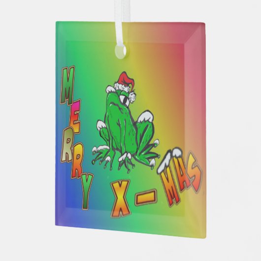 Santa Frog Merry-kerstglazen sierbloem Glas Ornament (Voorkant links)