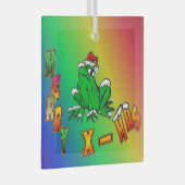 Santa Frog Merry-kerstglazen sierbloem Glas Ornament (Voorkant Rechts)