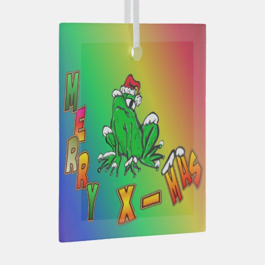 Santa Frog Merry-kerstglazen sierbloem Glas Ornament (Voorkant Rechts)