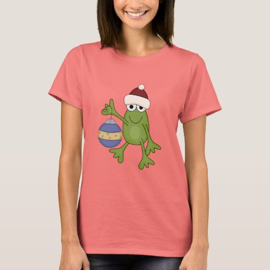 Santa Frog met Ornament Tshirts en geschenken (Voorkant)