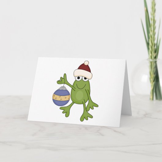 Santa Frog met Ornament Tshirts en geschenken Feestdagen Kaart (Voorkant)