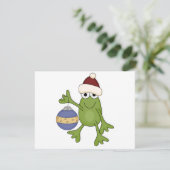 Santa Frog met Ornament Tshirts en geschenken Feestdagenkaart (Staand voorkant)