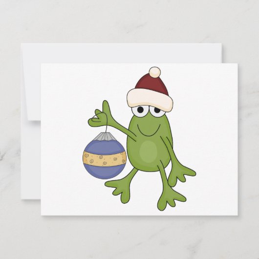 Santa Frog met Ornament Tshirts en geschenken Feestdagenkaart (Voorkant)
