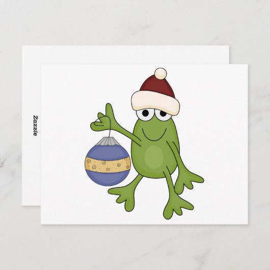 Santa Frog met Ornament Tshirts en geschenken Feestdagenkaart (Voorkant / Achterkant)