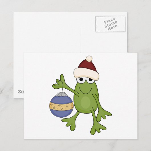 Santa Frog met Ornament Tshirts en geschenken Feestdagenkaart (Voorkant / Achterkant)