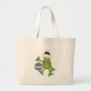 Santa Frog met Ornament Tshirts en geschenken Grote Tote Bag