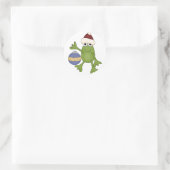 Santa Frog met Ornament Tshirts en geschenken Ronde Sticker (Tas)