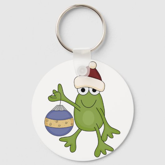 Santa Frog met Ornament Tshirts en geschenken Sleutelhanger (Voorkant)