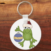 Santa Frog met Ornament Tshirts en geschenken Sleutelhanger (Voorkant)