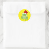 Santa Frog Ronde Sticker (Tas)