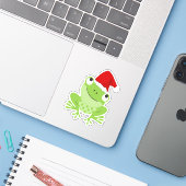 Santa Frog Sticker (Laptop met iPhone)