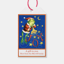 Santa Frog Trompet cadeau labels