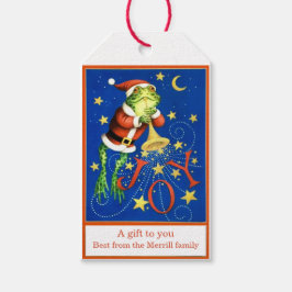  Santa Frog Trompet cadeau labels Cadeaulabel