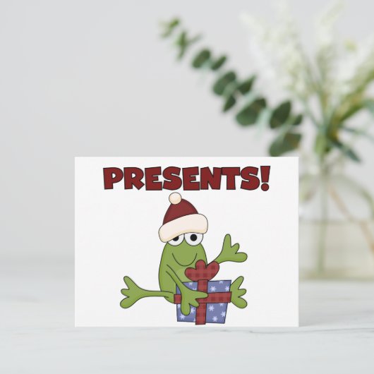 Santa Frog Tshirts en geschenken Feestdagenkaart (Staand voorkant)