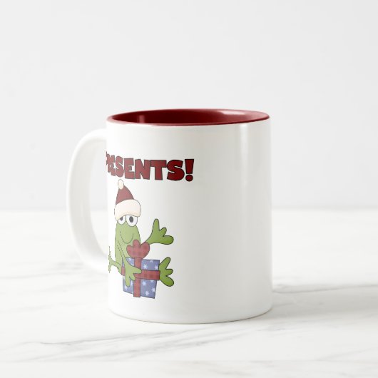 Santa Frog Tshirts en geschenken Tweekleurige Koffiemok (Voorkant links)