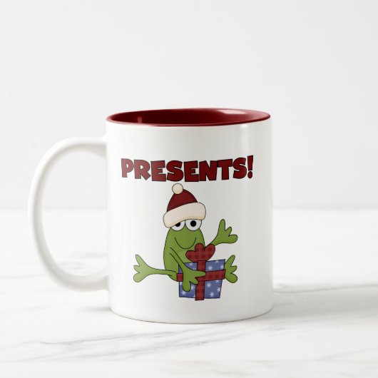 Santa Frog Tshirts en geschenken Tweekleurige Koffiemok (Links)