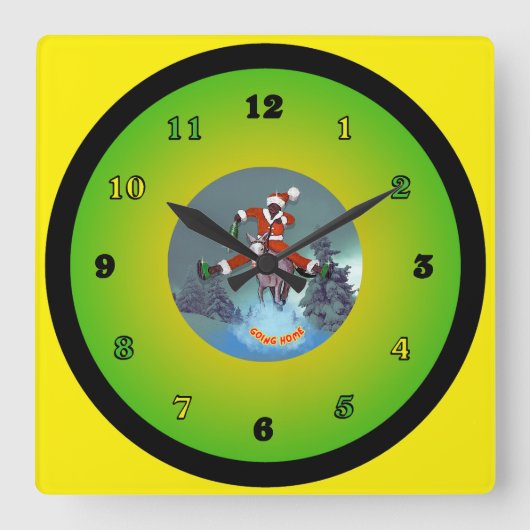 Santa from Yaawd Vierkante Klok (Voorkant)