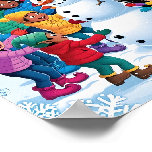 Santa & Frosty Vrienden Whimsical Art Poster (Hoek)