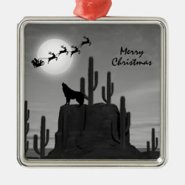 Santa Full Moon Wolf-woestijn - Zuidoost-Kerstkers Metalen Ornament