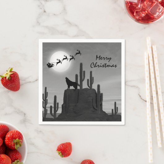 Santa Full Moon Wolf-woestijn - Zuidoost-Kerstkers Servet (Insitu)
