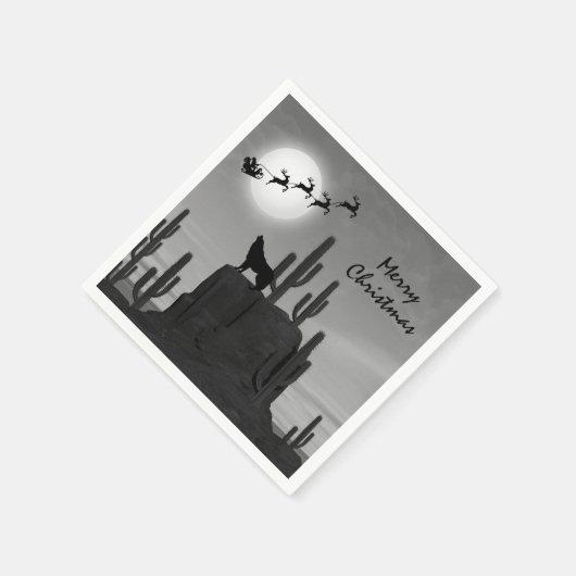 Santa Full Moon Wolf-woestijn - Zuidoost-Kerstkers Servet (Hoek)