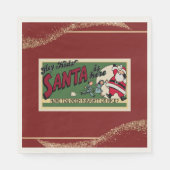 Santa Funny Retro Glitter Red Naughty/Nice paper Servet (Voorkant)