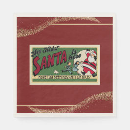 Santa Funny Retro Glitter Red Naughty/Nice paper Servet