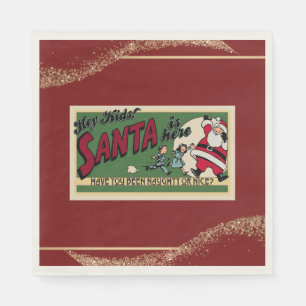 Santa Funny Retro Glitter Red Naughty/Nice paper Servet
