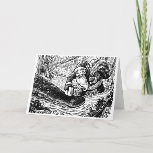 Santa gaat voor een Swamp Walk Feestdagen Kaart (Voorkant)