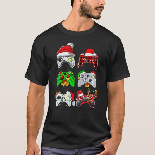 Santa Gamer Controller Gaming Christmas Boys Kids T-shirt (Voorkant)