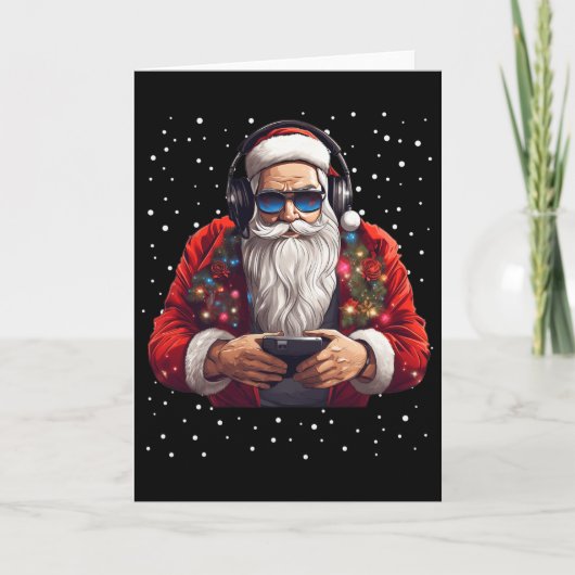 Santa Gaming Video Game Game Controller Kerstmis S Kaart (Voorkant)
