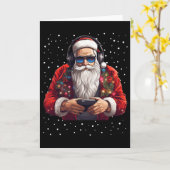 Santa Gaming Video Gamer Game Controller Xmas Snow Kaart (Gele Bloem)