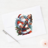 Santa Gears Up voor Winter Football Vierkante Sticker (Envelop)