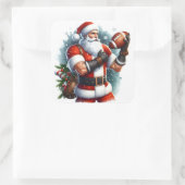 Santa Gears Up voor Winter Football Vierkante Sticker (Tas)