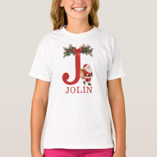 Santa Geborduurd en Naam Familie Matching T-shirt