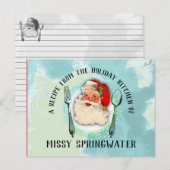 Santa gebruiksvoorwerpen koken bakken vakantie rec briefkaart (Voorkant / Achterkant)