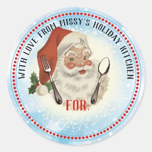 Santa gebruiksvoorwerpen uit de keuken van Kerstmi Ronde Sticker (Voorkant)