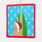 Santa Gele Lab Surfplank Hond Kerst Ornament (Links)