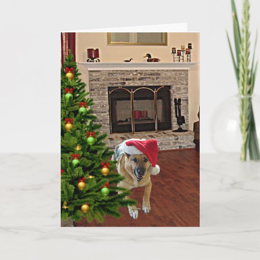 Santa German Shepherd Dog by KerstTree, ZKA Feestdagen Kaart (Voorkant)