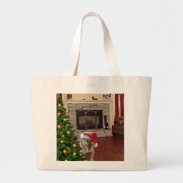 Santa German Shepherd Dog by KerstTree, ZKA Grote Tote Bag