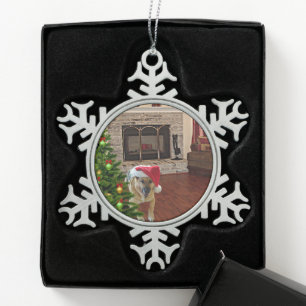 Santa German Shepherd Dog by KerstTree, ZKA Tin Sneeuwvlok Ornament